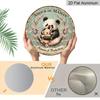 2D Flat, 1pc Round Aluminum Hanging Sign - "Amour De Maman" French Quote Panda & Baby Bear Metal Wall Art, Vintage Cherry Blossom Design-Maternal
