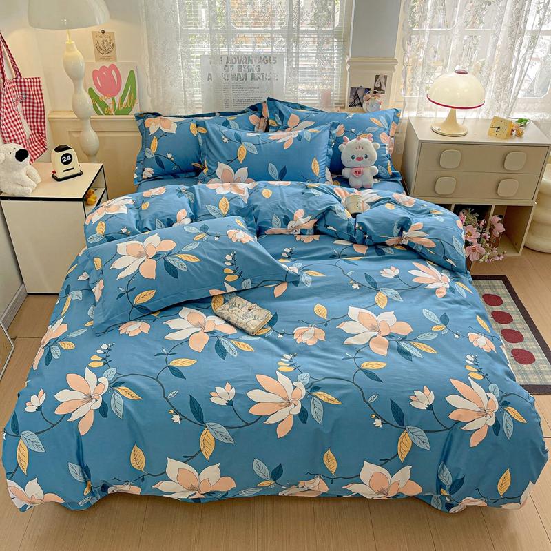 100% Cotton Printed Bedding Set Soft Breathable Duvet Cover With 2 Pillowcases Comfortable Home Textile