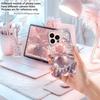 Crystal Pink Rose Glow Pink Metallic Glass Phone Case For iPhone 11 12 13 14 15 16 17 Pro Max Plus 17Air 16E 7 8 Xr XsMAX Cover
