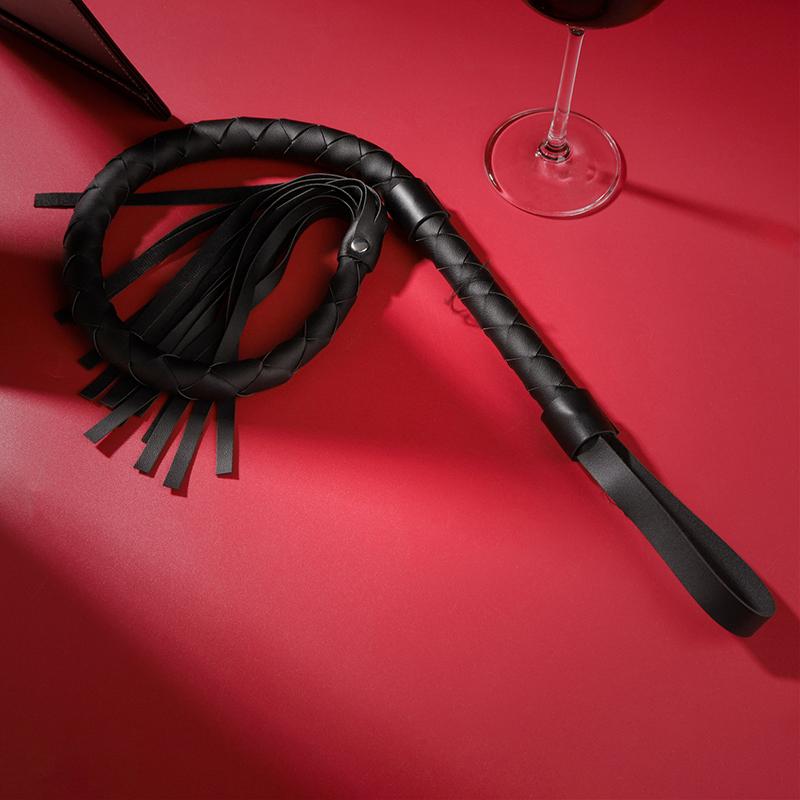 High Quality Pu Leather Pimp Whip Racing Riding Crop Party Flogger Hand Cuffs Queen Black Horse Riding Whip