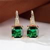 Blue Zircon Square Stone Luxury Crystal Rainbow Hoop Earrings Boho Gold Color Engagement Wedding  For Women