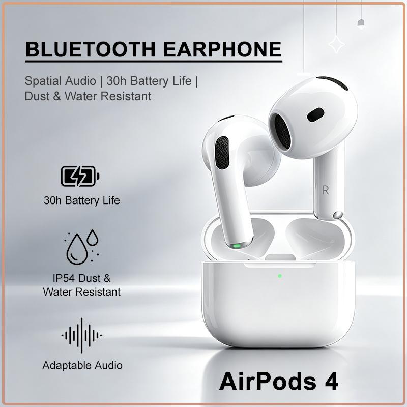 AirPods 4 Wireless Bluetooth Earphones One Tap Magic Connection Type-C Charging Case Lightweight Comfort Stereo Headset