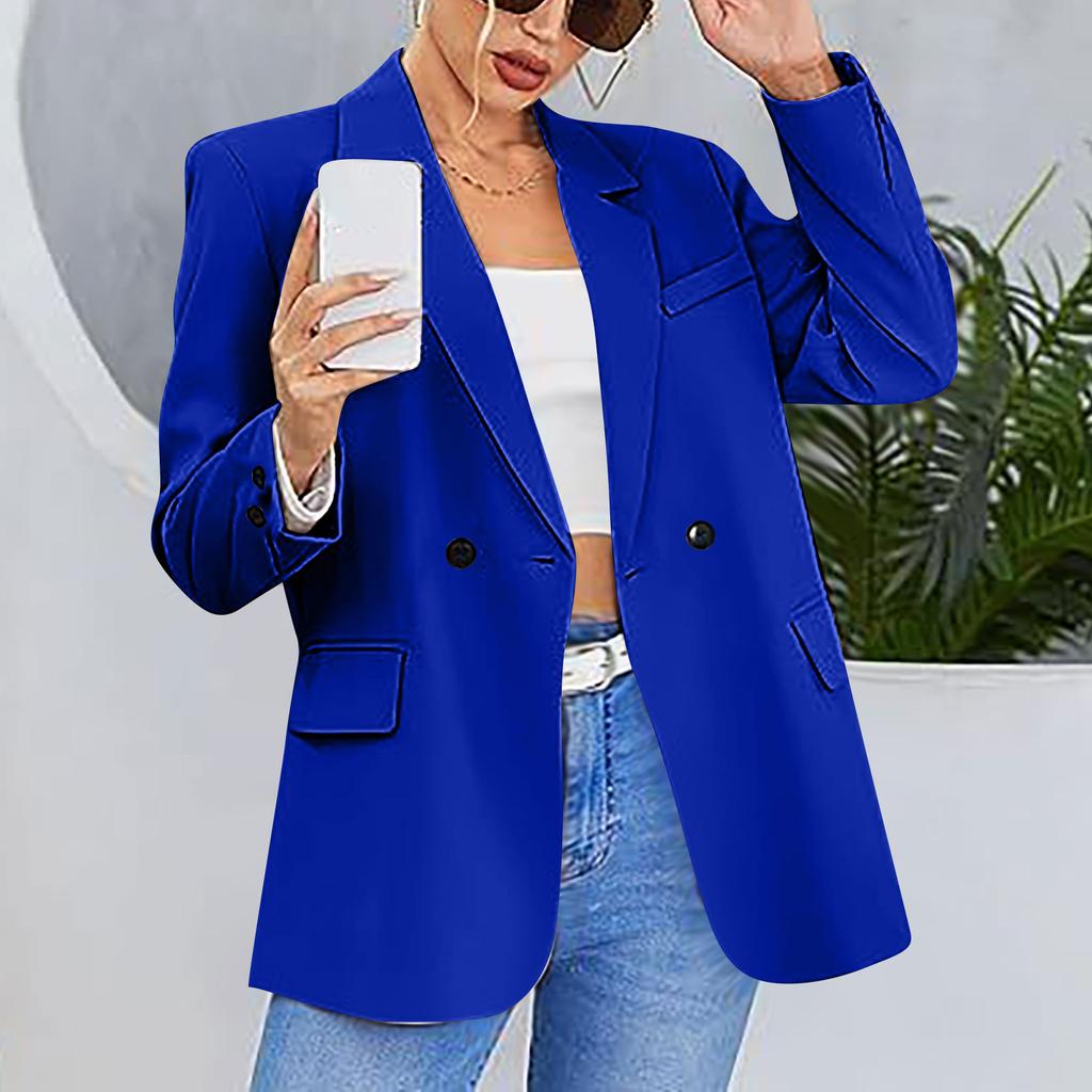 Dámská bunda klopa Jednobarevný knoflík Dekorace Slim Cardigan