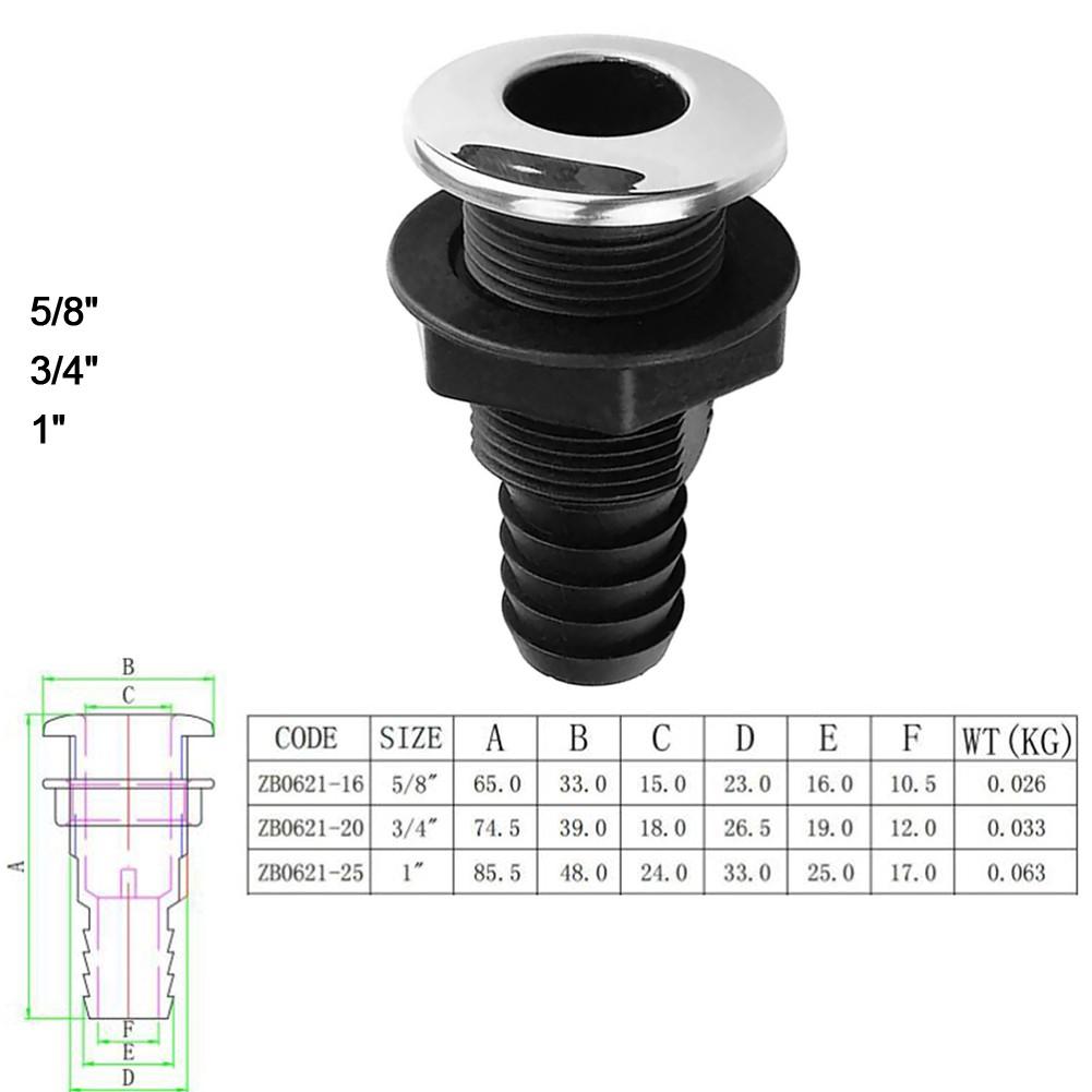 Thru Hull Hose Fitting Ensuring Efficient Drainage Across Multiple Settings