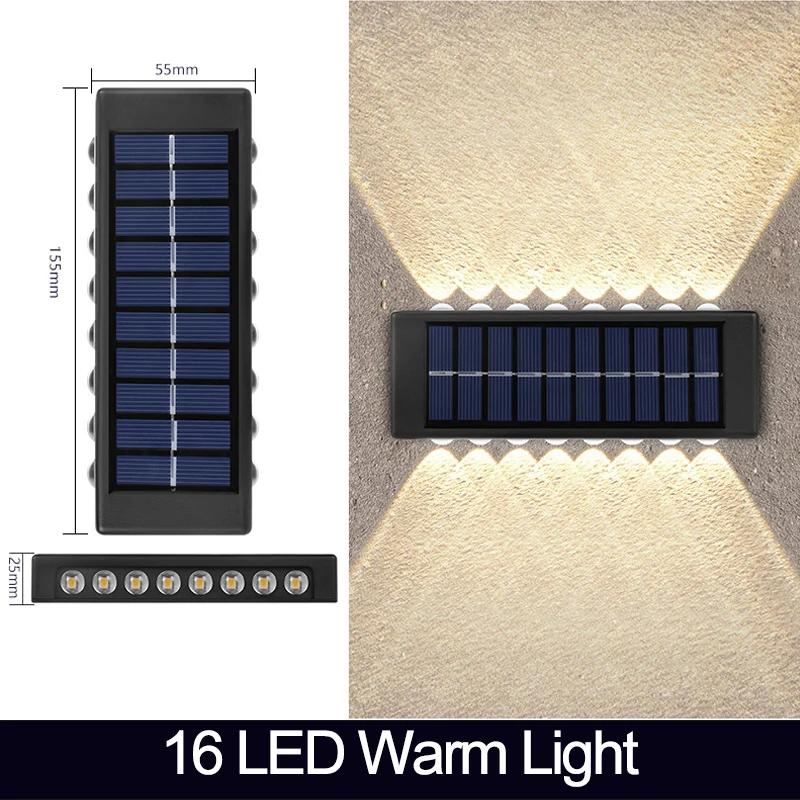 LED Solar Lights Wall Lamp Waterproof Outdoor UP and Down Lighting Solar Powered Lamps Garden Fence Yard Decoration Sunlight
