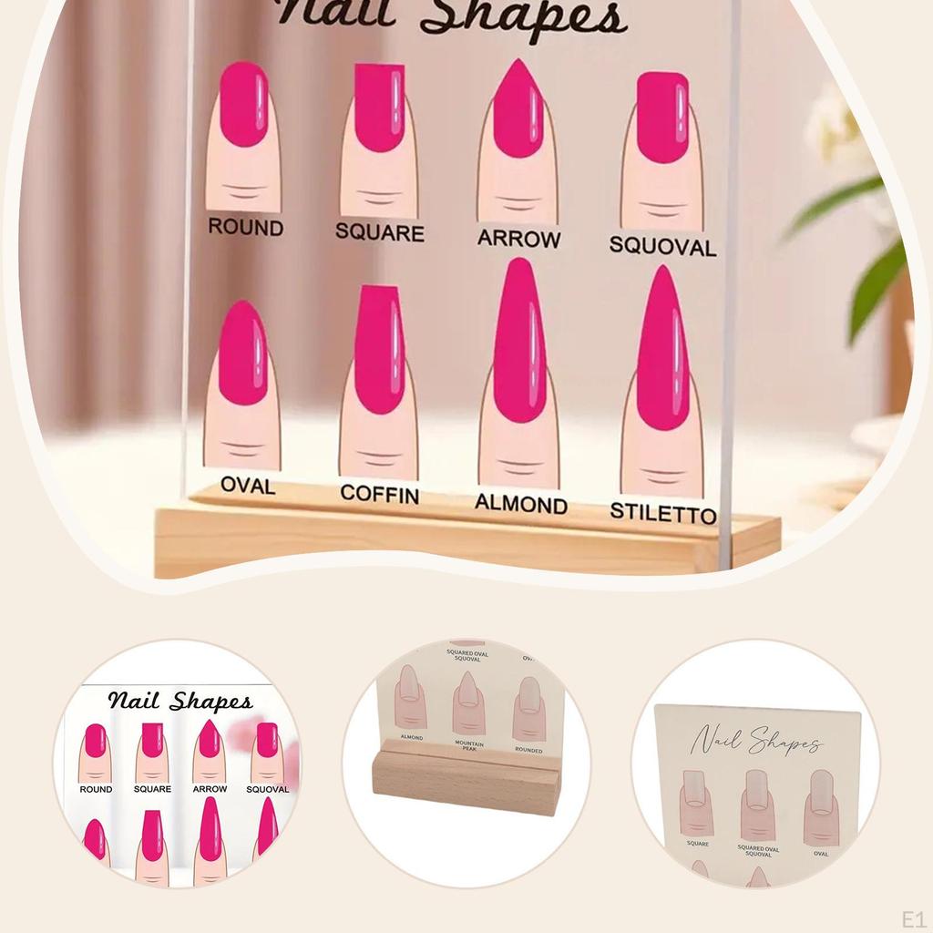 2x Acrylic Nail Art Display Stand Wooden Base Multifunctional Sturdy Accessory Lightweight for Salon