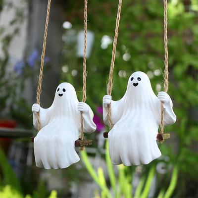 2025 Halloween Geisterfigur Dekoration Paar Geister Schaukel Statue Outdoor Hof Zuhause Halloween Atmosphäre Dekoration