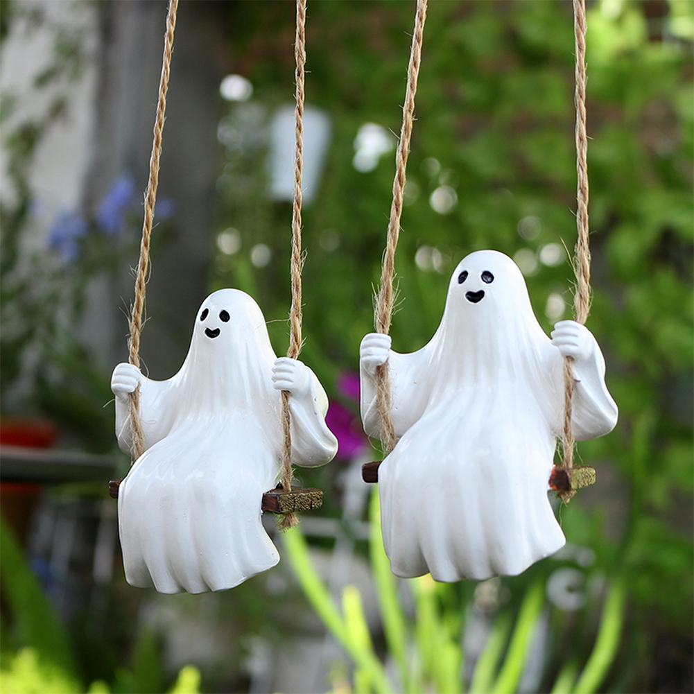 2025 Halloween Ghost Figurine Decoration  Couple Ghost Swing Statue Outdoor Courtyard Home Halloween Atmosphere Decoration