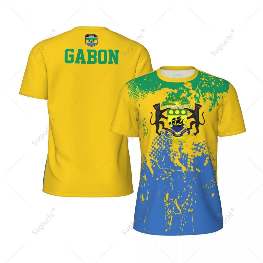 Exclusive Design Gabon Flag Grain 3D Printed Men For Running Bike Soccer Tennis Fitness Sports Tshirt Mesh Fans Short T-shirt