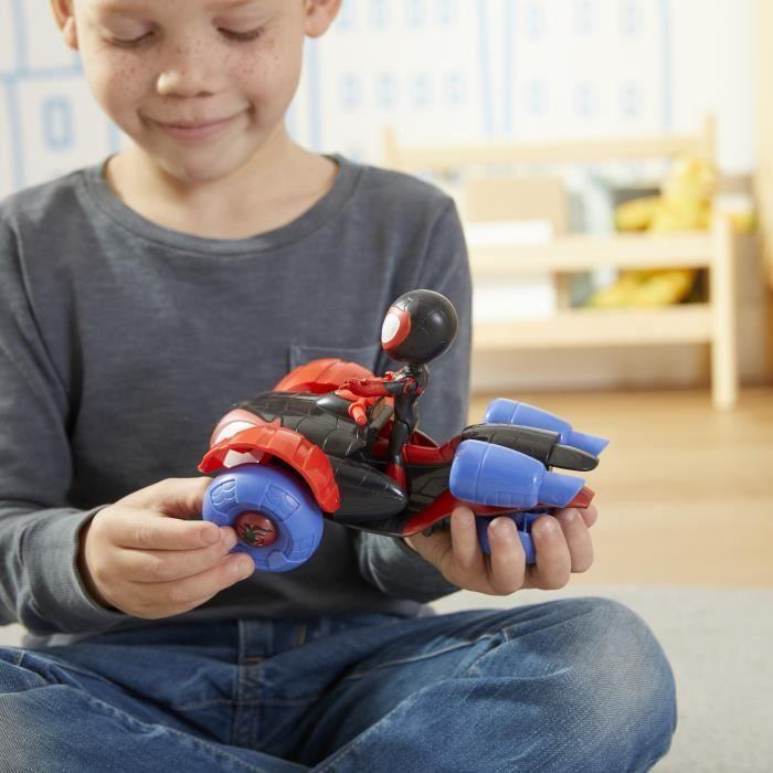 Marvel Spidey and His Amazing Friends - Figurine Miles Morales De 10 Cm Avec Techno -quad Convertible - À Partir De 3 Ans
