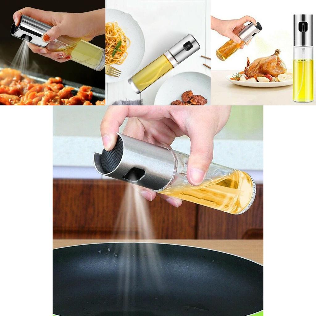 Küche Edelstahl Olivenöl Sprühflasche Pumpe Öl Topf Grill Auslaufsicher