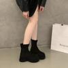 Women's Platform Boots Spring Autumn Suede Fashion Ankle Boots Elastic Slip on Woman Shoes Casual Solid Chunky High Heel Botines