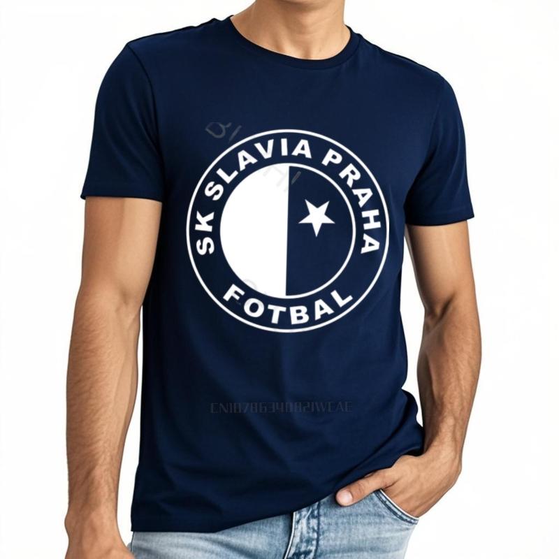 Herren Baumwoll T-Shirt Sommer Marken T-Shirt SK Slavia Praha T-Shirt Tschechische Republik Prag Druck T-Shirt Unisex T-Shirt Lockerer Stil