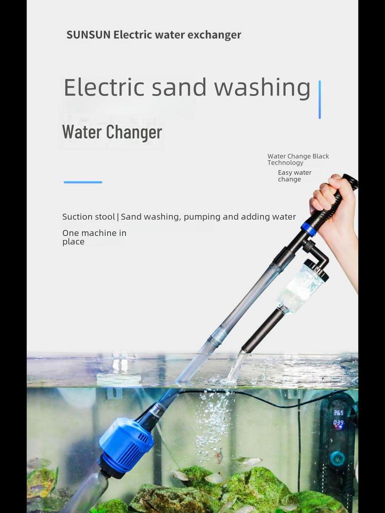 Sensen elektrisk vannveksler og sandvasker: Automatisk akvarierenser for vannpumping og fjerning av fiskeavfall.