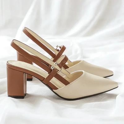 2026 Summer New Shoes for Women Pumps Elegant Chunky High Heels Pointed Toe Solid Ladies Shoes Female Sandals Zapatillas Mujer