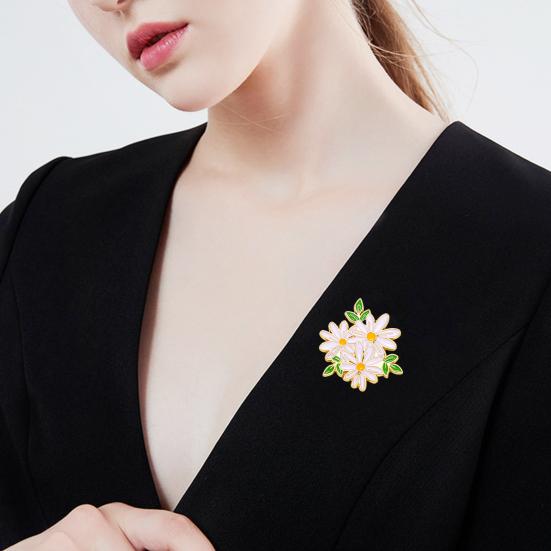 Brooch Pin Vibrant Color Peony Flower Leaves Shape Badge Clothing Decoration Sweaters Hats Bags Accessory