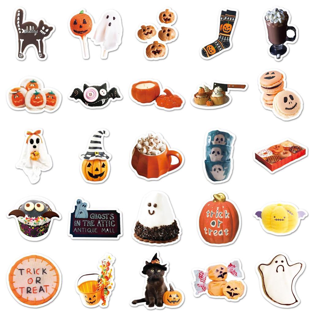 50 Halloween-Style Waterproof Stickers for Phones & Laptops