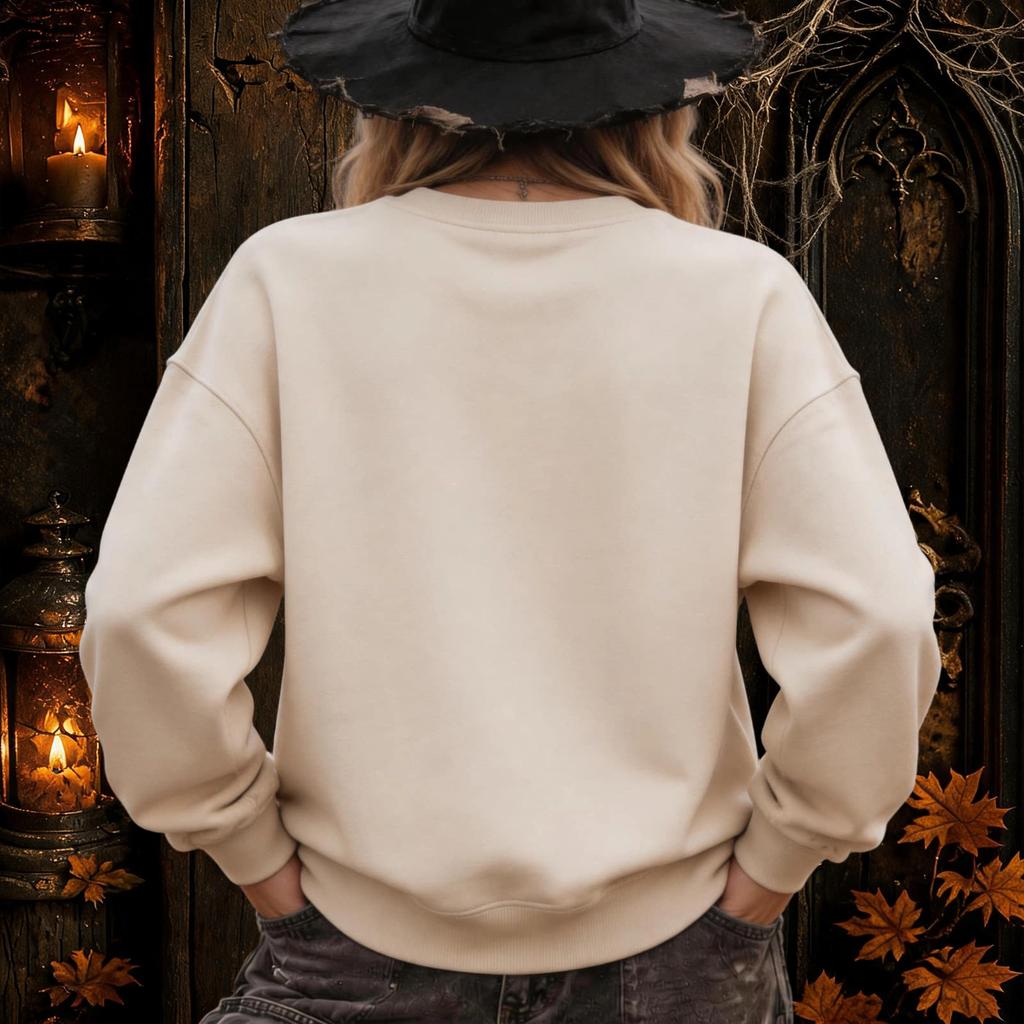 Women's Halloween Theme Crewneck Sweatshirt Casual Pullover Top