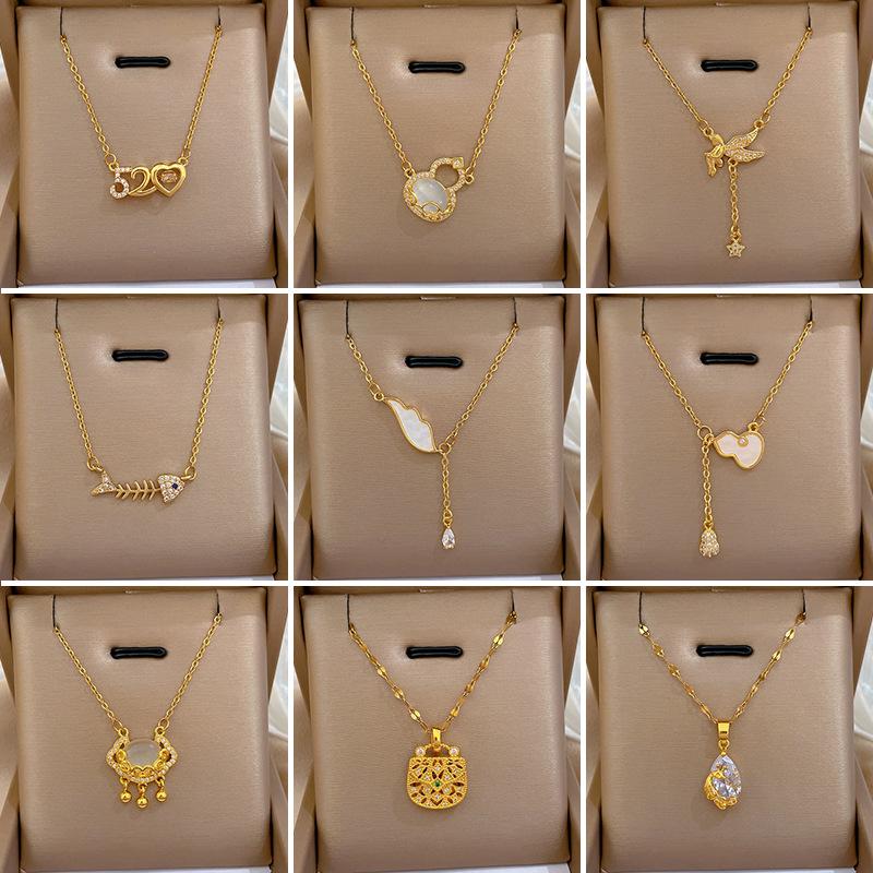 Personalized Niche Design Temperament Smart Shining Necklace Women, Simple Luck Pendant