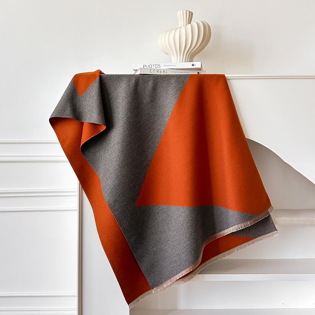 Imitation Cashmere Wool Scarf Women'S Autumn And Winter High-End Plaid Shawl Versatile Simple Fringed Scarf Batch