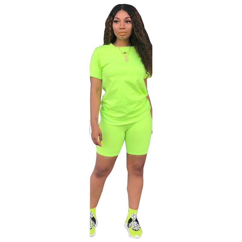 Solid Color Round Neck Neck T-shirt Shorts Set Pure Color Crew Neck T-shirt Shorts Set