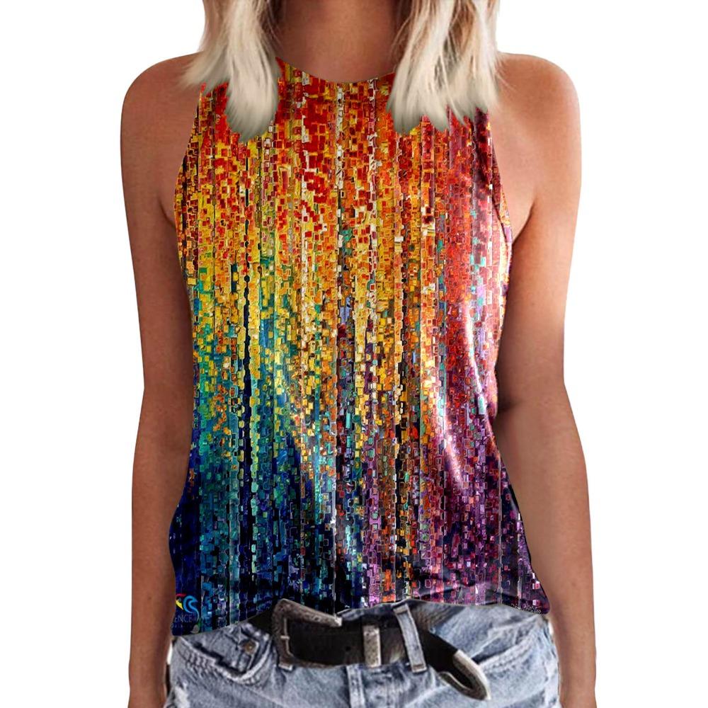 Flower Floral 3D Print Tank Top Summer Women Fashion Streetwear Y2k Tops Oversized Vest Off Shoulder Sleeveless Woman Camisole