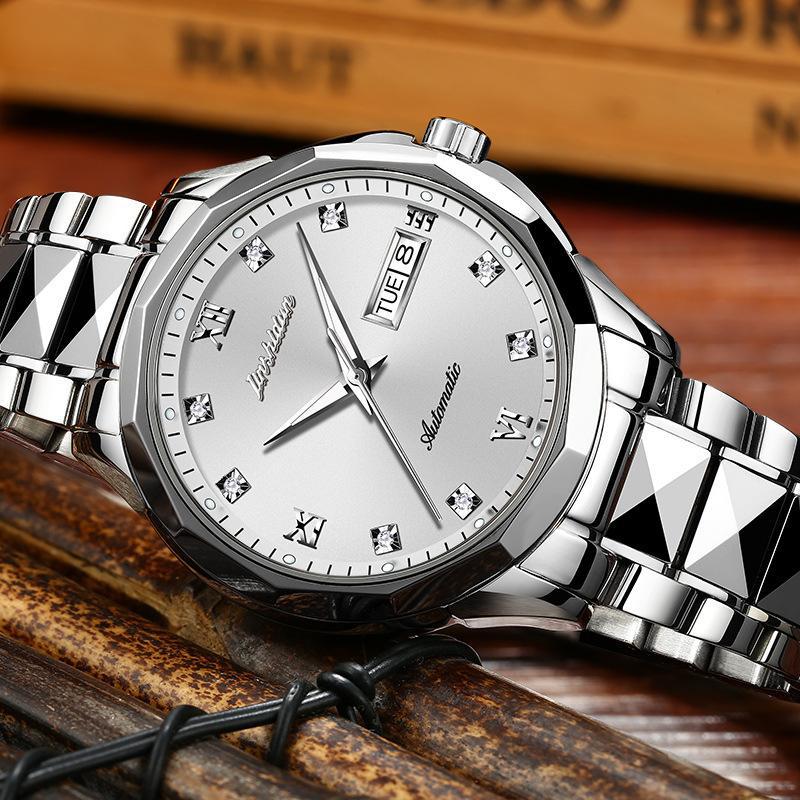 JINSHIDUN New Business and Leisure Men's Watch Automatic Mechanical Watch Luminous Waterproof High-end Business Watch Male