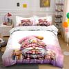 Floral Gnome with Gift Design Bedding Duvet Cover Set  (1*Duvet Cover 2*Pillowcases, Without Duvet Insert)