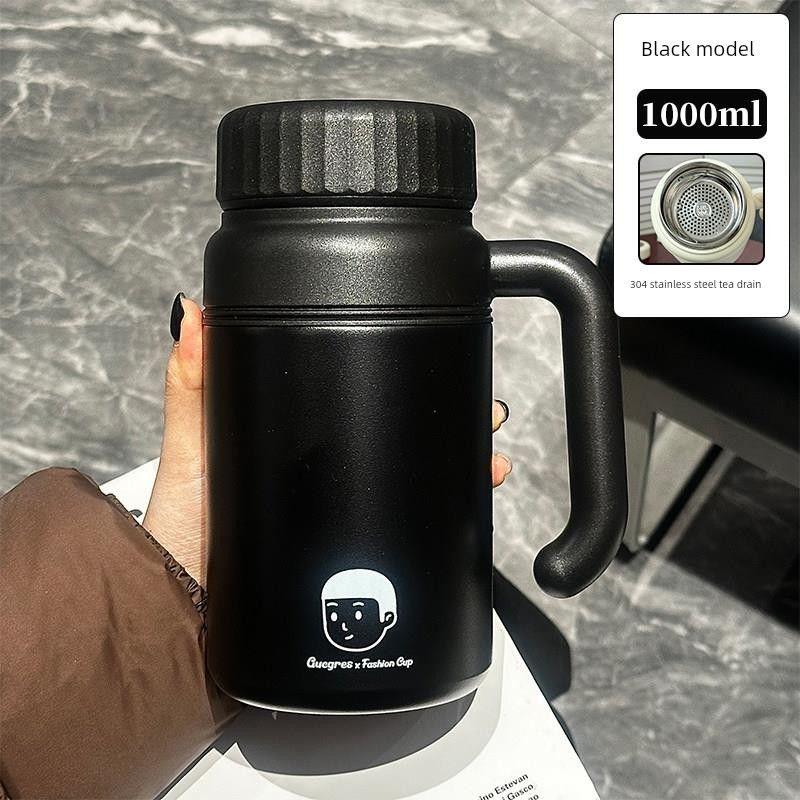 Japanese 1000ml Large Capacity Thermos Cup for Women, 316 Stainless Steel Student Water Bottle, High Aesthetic Portable Cup with Handle