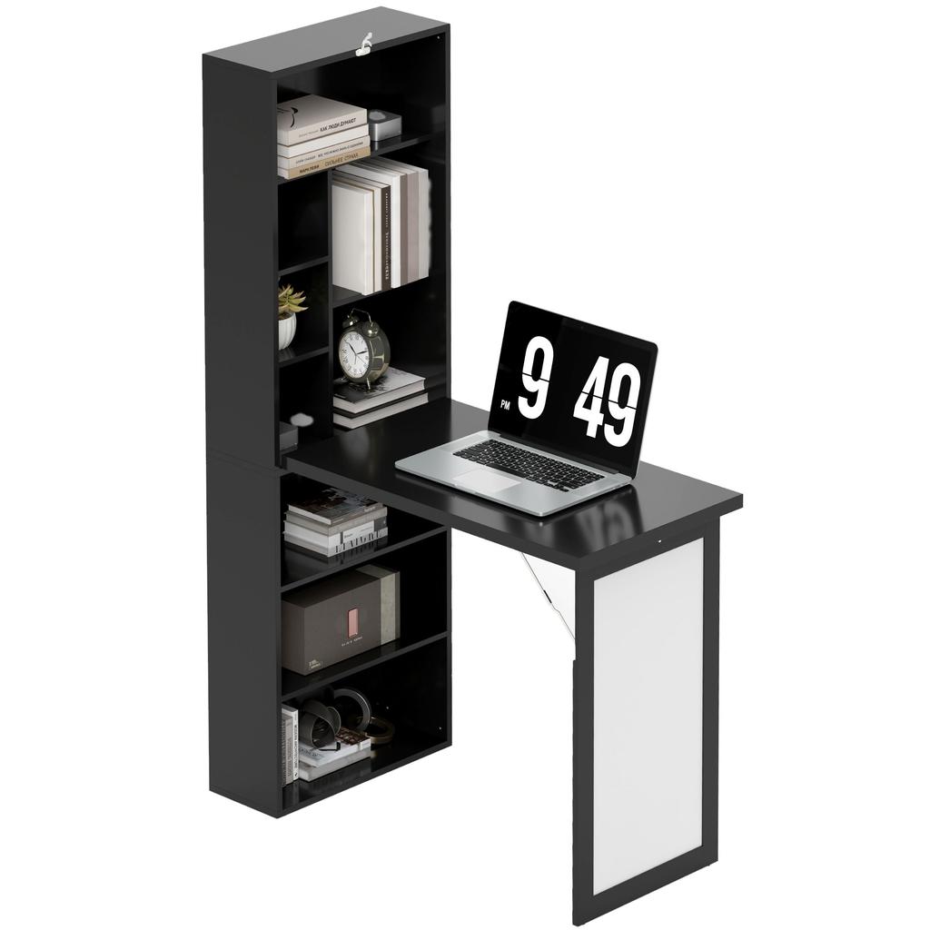 Three-Part Work Desk, with Storage and Writing Board - Black