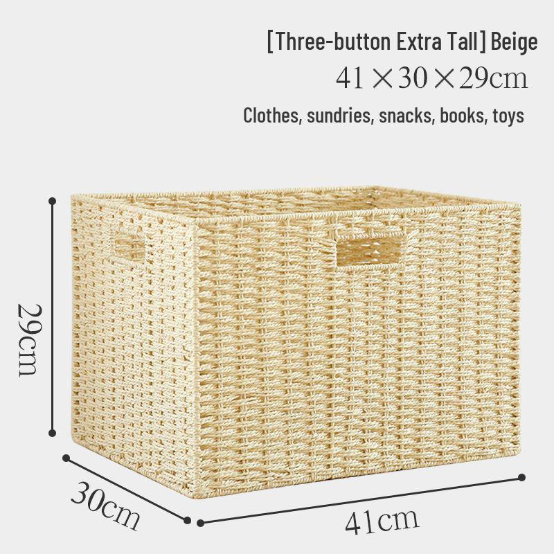 Japanese Style Large Rattan Storage Basket for Clothes, Toys, and Snacks