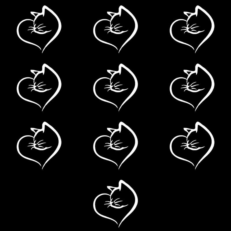 Creative Cats &Heart Pattern Car Sticker Reflective Safety Decal Strong PVC Decal for Vehicle Glass Night Driving