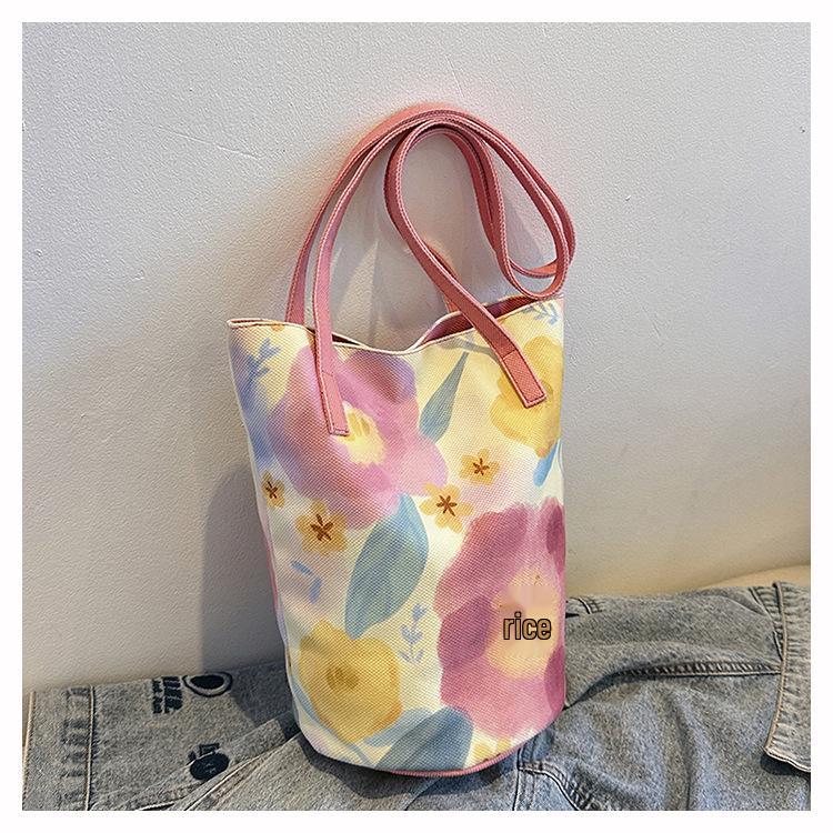 

Холщовая сумка Весна/Лето: Нишевая сумка-ведро из акварельной кожи для ежедневных поездок на работу розовый