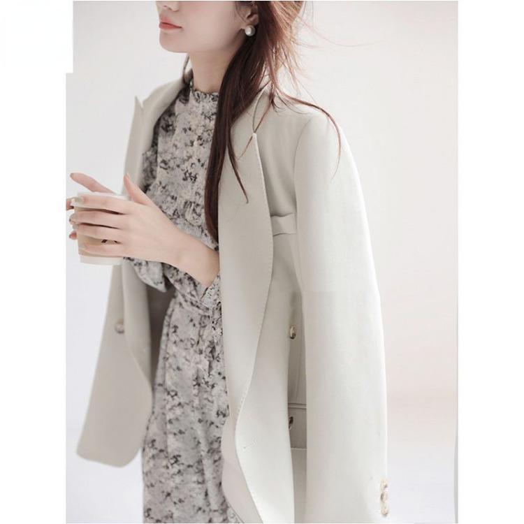Fashionable Ink Painting Bubble Sleeve Maxi Dress for Women Spring