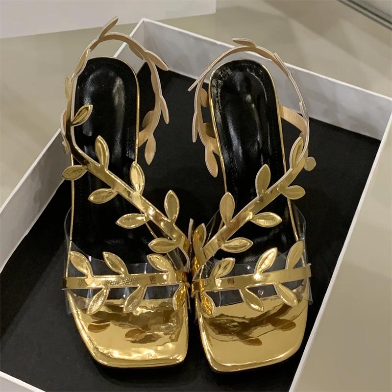 Fashion Summer High Heel Sandals Sexy Design Square Toe Women Sandals Fashion Shoes for Womne Band Thin Heels Banquet Prom Slip-on Shoes