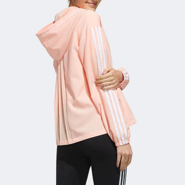 Adidas Neo Solid Color Classic Three Stripe Zip-Up Hoodie Women Jacket Pink EI4269