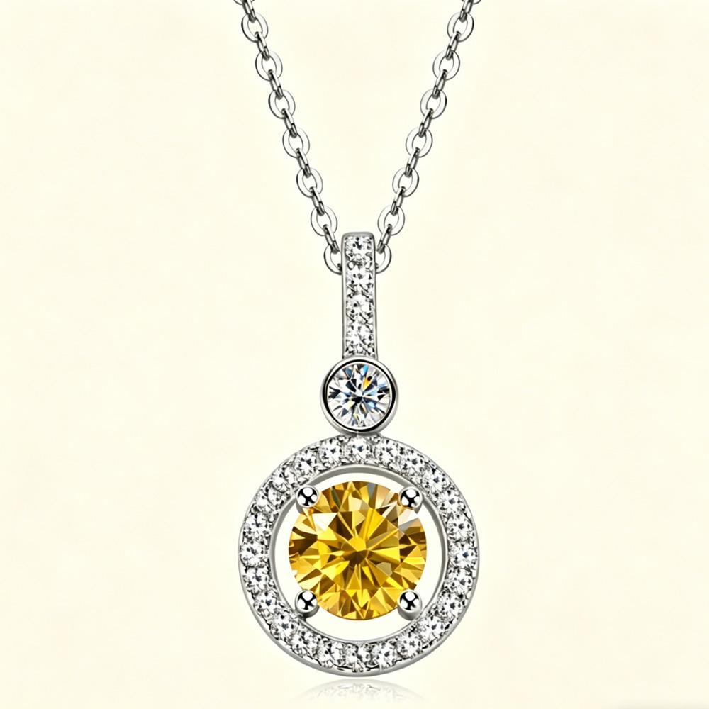 6.5mm Fashion High End Full Moissanite Necklace Ins Trendy Round Moissanite Pendant D VVS1 Exquisite Daily Jewelry