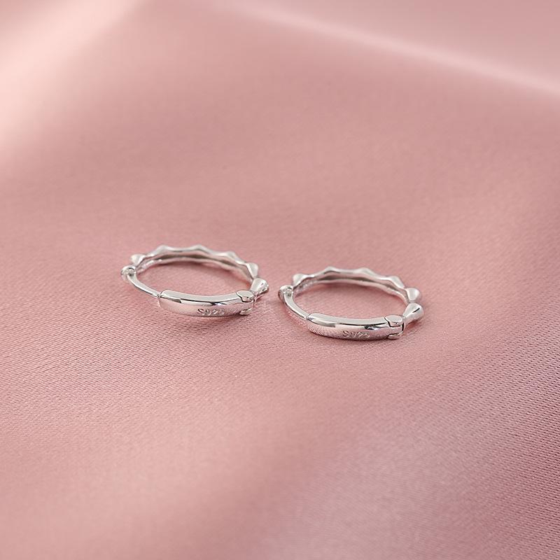 925 Sterling Silver Bamboo Hoop Earrings: Simple, Versatile Korean Style for Women - Summer Niche, Exquisite Geometric Design