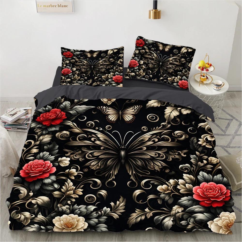 Bedding Sets 3d Duvet Cover Set 23pcs DuvetQuiltComforter Cover sets Bedding Sets bed linen Boho Damask Garden Blue butterfly