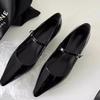 Pointed Toe Women Shoes Buckle Strap Solid Color Retro Designer Brand  High Heel Shallow Female Shoes Concise Casual Shoes