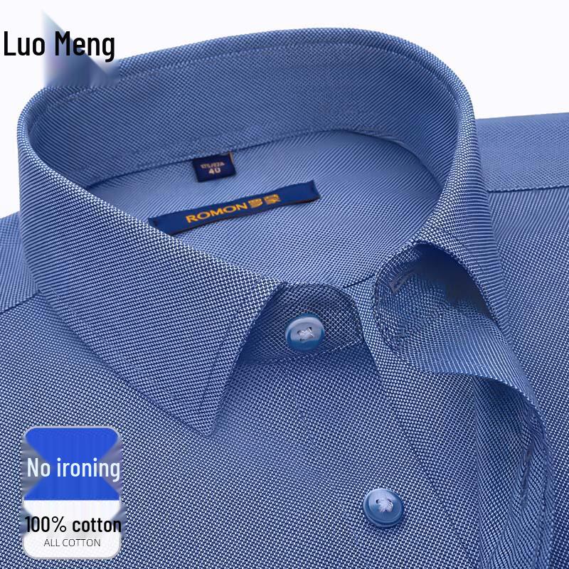 ROMON E Men's Non-Iron Short Sleeve Cotton Business Shirt