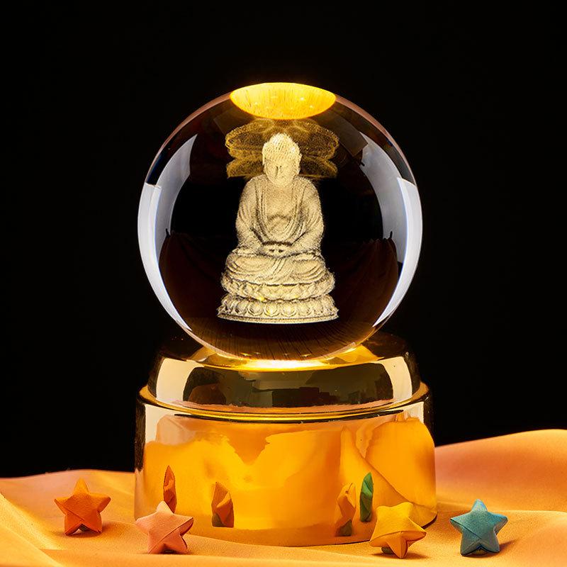 Seated Buddha Romantic Crystal Night Light Gift for Girlfriend