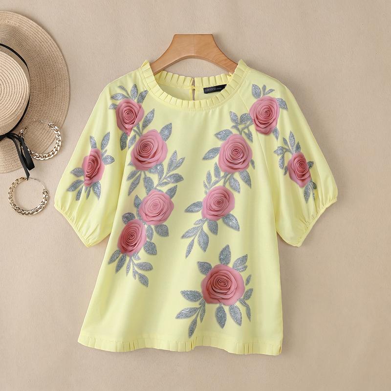 ZANZEA Women Floral Print Casual Round Neck Loose Short Sleeve Blouse