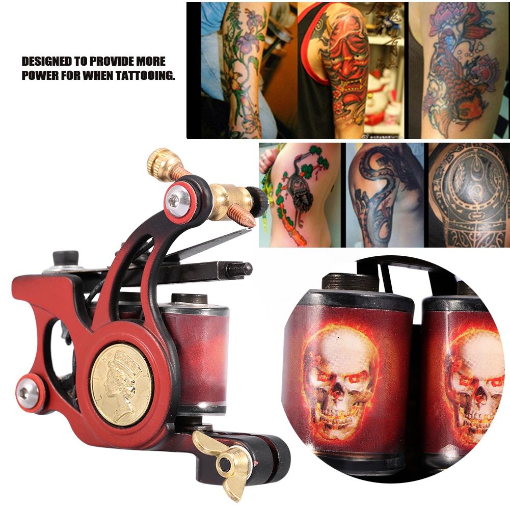 Professional 10 Warp Coil Tattoo Machine Portrait Pattern Tattoo Gun Shader Liner