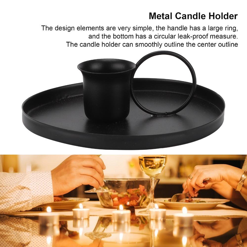 2PCS With Handle Wrought Iron Candlestick Gold Iron Candleholder Party Decoration