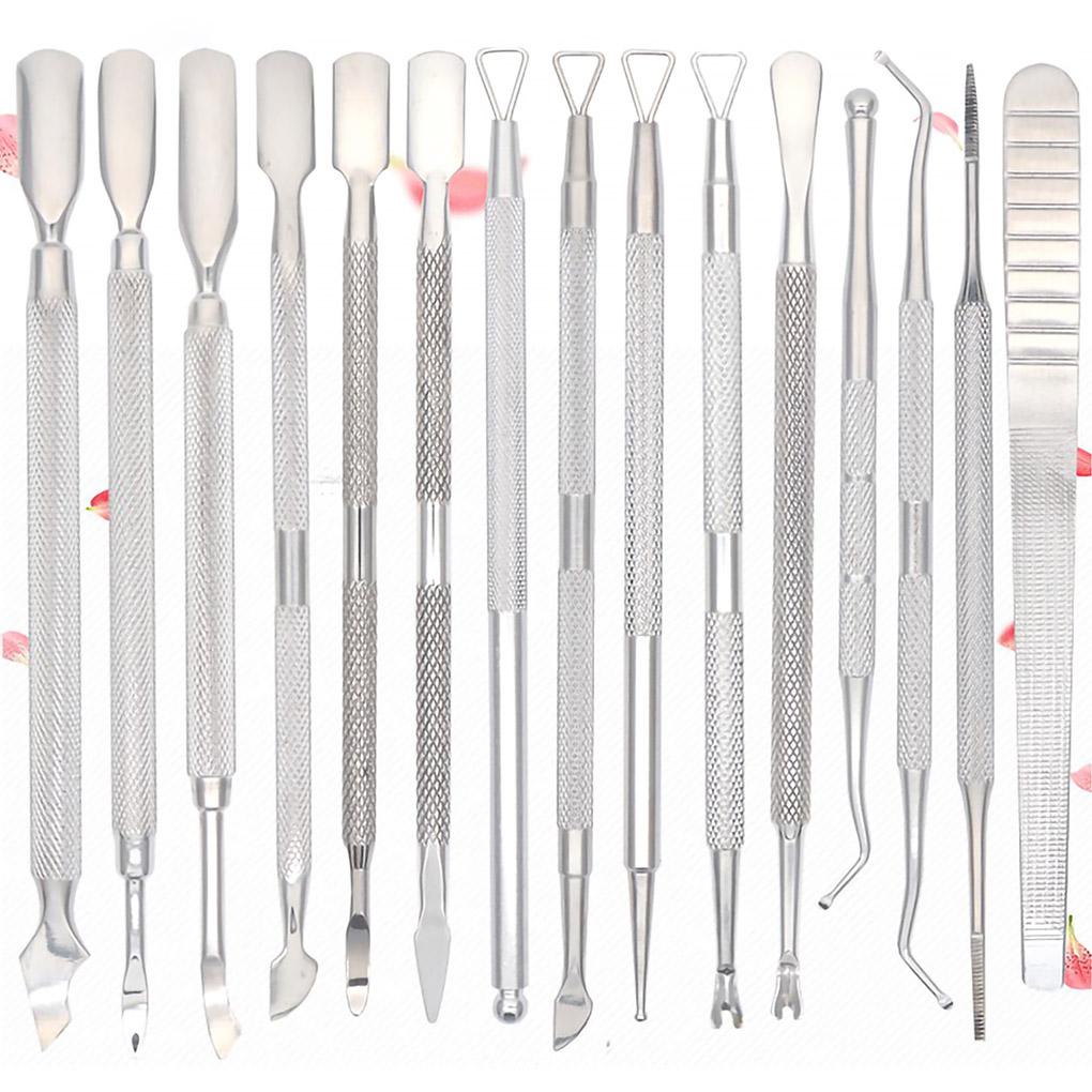 Dual-head Nail Cuticle Pusher Spoon Stainless UV Gel Polish Removal Trimmer Dead Skin Grinding Rod Manicure Tool Dropship