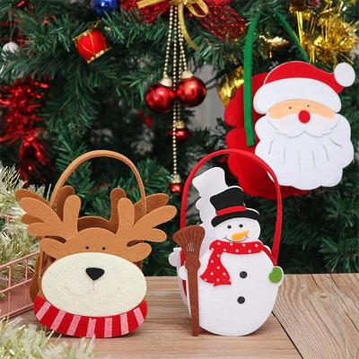 1/3/5/10PCS Merry Christmas Gift Bags Retro Santa Claus Candy Felt Bags Xmas Party Favor Bags DIY Christmas Eve Apple Bags