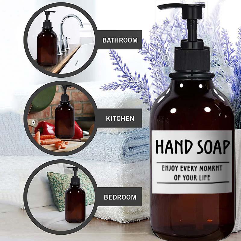 2PCS 500ml Travel Large Capacity Bathroom Soap Shampoo Dispenser Pump Press Bottle Multi-purpose Liquid with 6 Labels