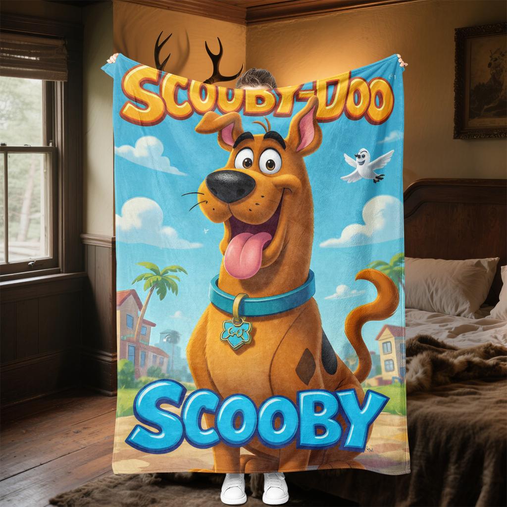 Halloween fantasy comedy adventure cartoon movie Scooby-Doo blanket soft home furnishing nap decoration four seasons warm Sherpa blanket U12