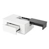 High-Gloss Coffee Table with LED Lighting, Extendable Black-and-White Tabletop, Hidden Storage and 16-Color Adjustable Light Strip